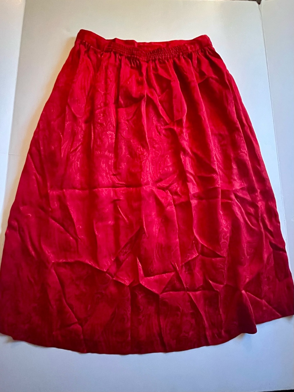 Red Silk A-Line Skirt - Unbranded - Size 6